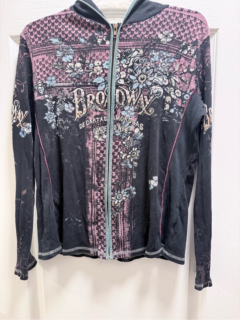 Vanilla Sugar Black Floral Zip-Up hoodie